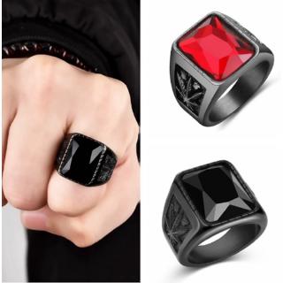 Vintage Fashion Punk Men Hip Hop Ring Black/Red Stone Ring Rock Fashion Male Jewelry