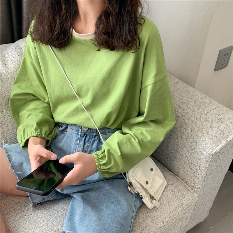 【Ready Stock】 2020 Korean Version Loose In Long Sleeve College Style Bf Tshirts Women Summer Slim Cotton Tshirts New