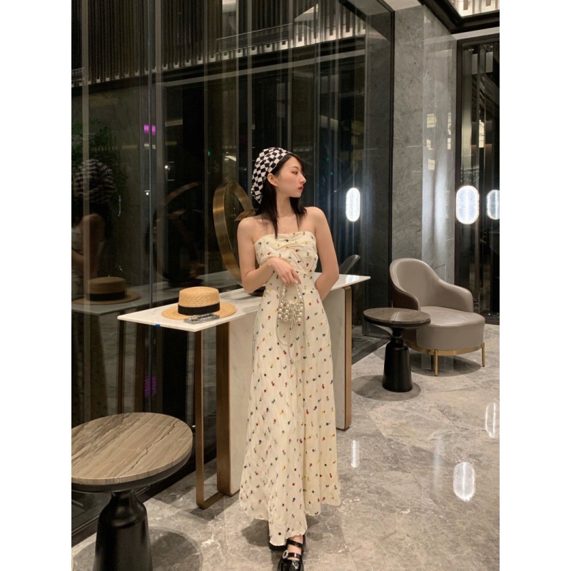 Sẵn -「ADELIA」Đầm Maxi Dáng Dài D03 Ôm Ngực Chất Voan 2 Lớp Thêu Hoa Xinh Xắn Tiểu Thư, Đầm Tiểu Thư Dáng Dài Hàn Quốc