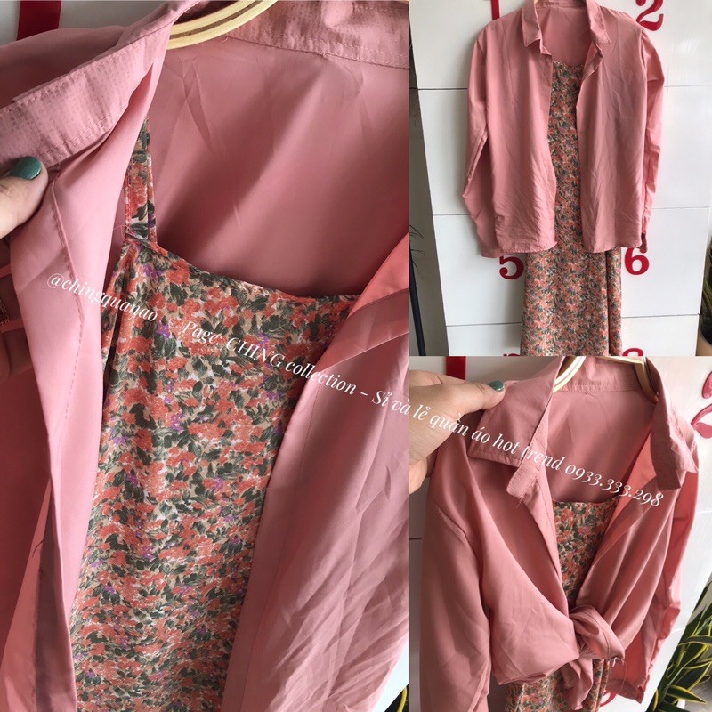 set váy hoa 2s kèm áo khoác sơ mi (chat để chọn màu)