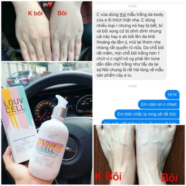 Kem dưỡng trắng body LOUV CELL 250ml có vòi