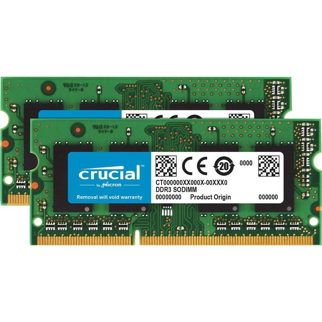 Ram Laptop Crucial 8GB Kit (4GBx2) DDR3/DDR3L 1600 MT/S (PC3-12800) SODIMM 204-Pin