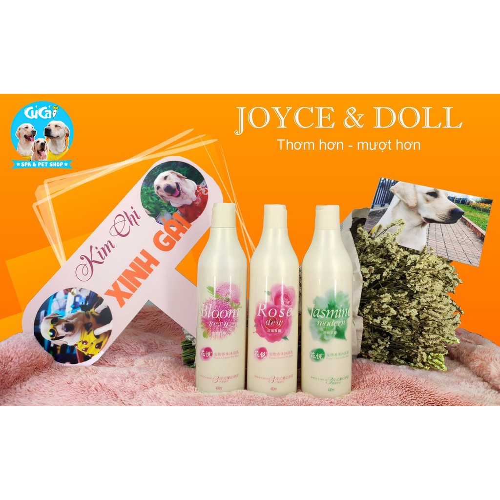 Sữa tắm nước hoa cho chó mèo Joyce & Dolls 400ml lưu hương thơm lâu, sữa tắm cho chó mèo cao cấp - Củ Cải Pet Shop