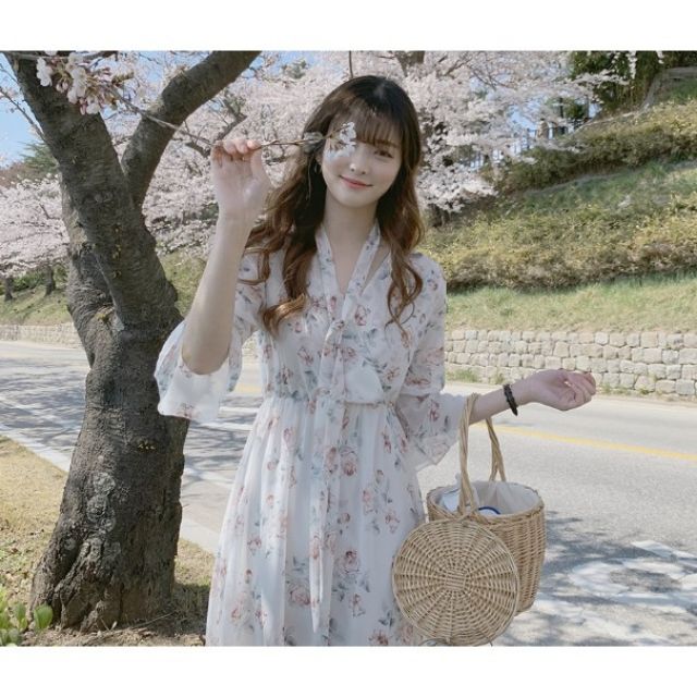 (CÓ SẴN) ĐẦM MAXI VOAN HOA ĐI BIỂN DU LỊCH CHỤP KỶ YẾU KỈ YẾU