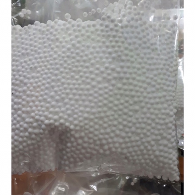 0,5kg hạt xốp tròn màu trắng trắng trí giáng sinh, làm mồi câu, chơi slime, gối lười...