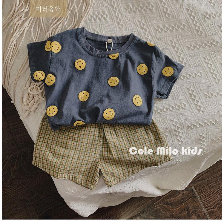 Áo Thun Tay Ngắn Dáng Rộng In Hình Mặt Cười Phong Cách Hàn Quốc Thời Trang Mùa Hè Mới