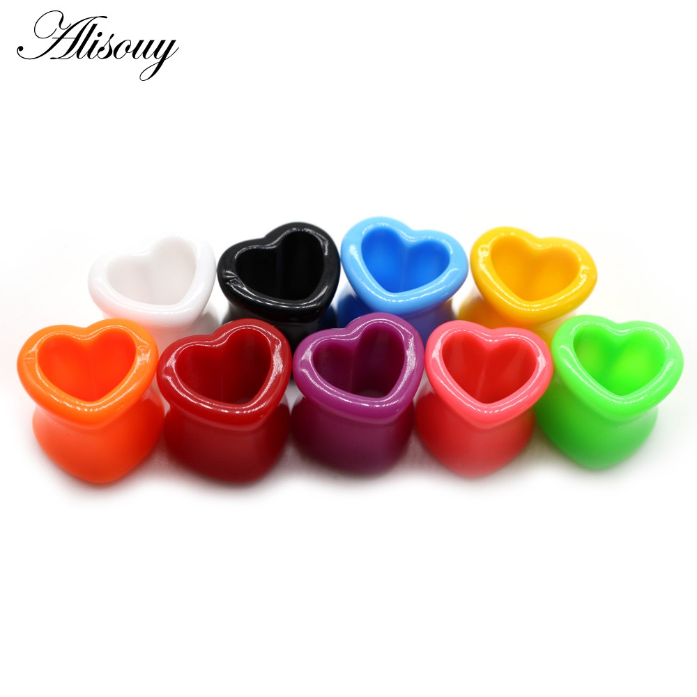 Bộ 2 Khuyên Nong Tai Hình Trái Tim 4mm-25mm Màu Trắng Đen Bằng Acrylic