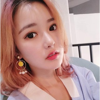 khuyên tai, bông tai, hoa tai nữ - khuyên tai tròn hình mặt cười rơi ngọc