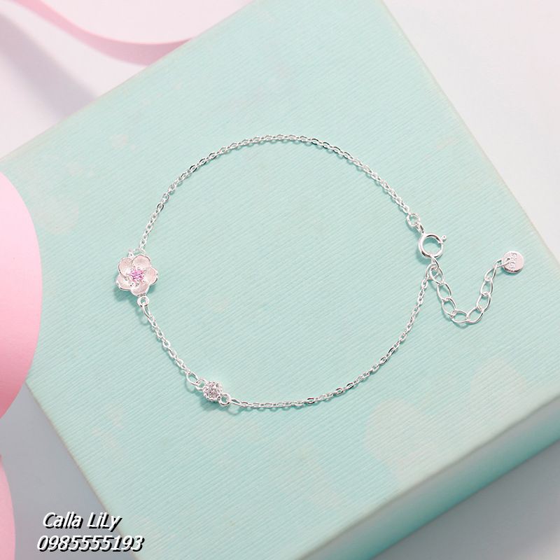 Lắc Tay Bạc Ý 925 Hoa Đào [ Sale 2022]
