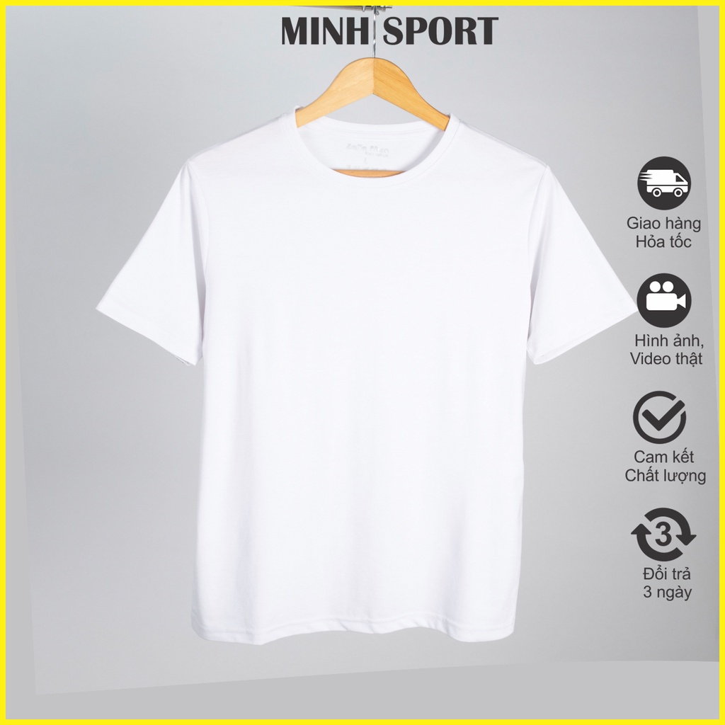 Áo Thun Trơn Nam Cổ Tròn Màu Trắng Chất Vải Cotton 100% Mềm Mịn Thấm Hút Mồ Hôi Cực Tốt