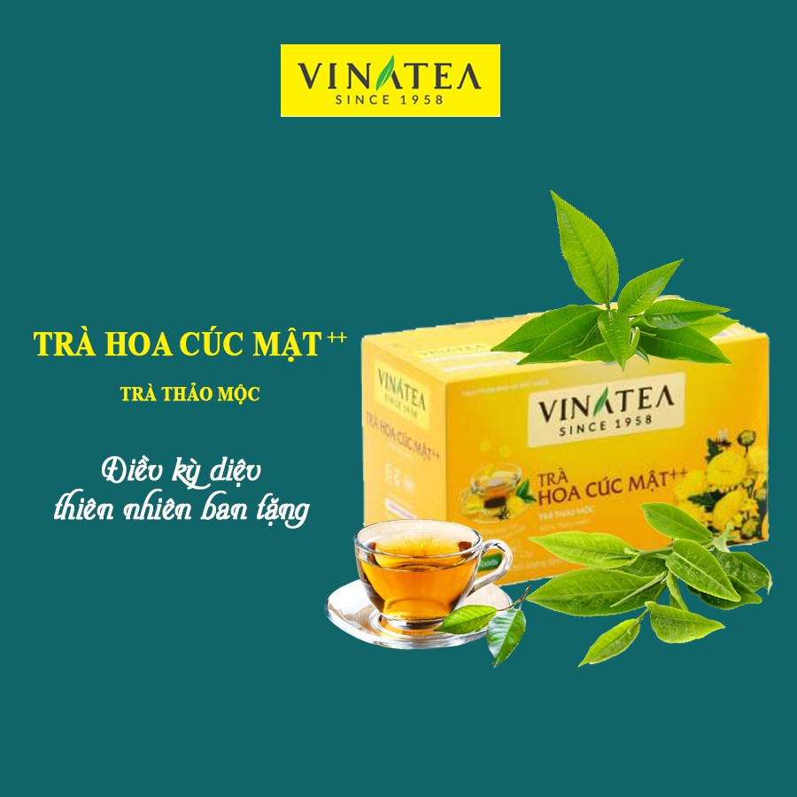 Trà hoa cúc mật ong vinatea trà túi lọc hộp 20 gói 40 gram thư giãn thanh nhiệt giải độc gan chống lão hóa