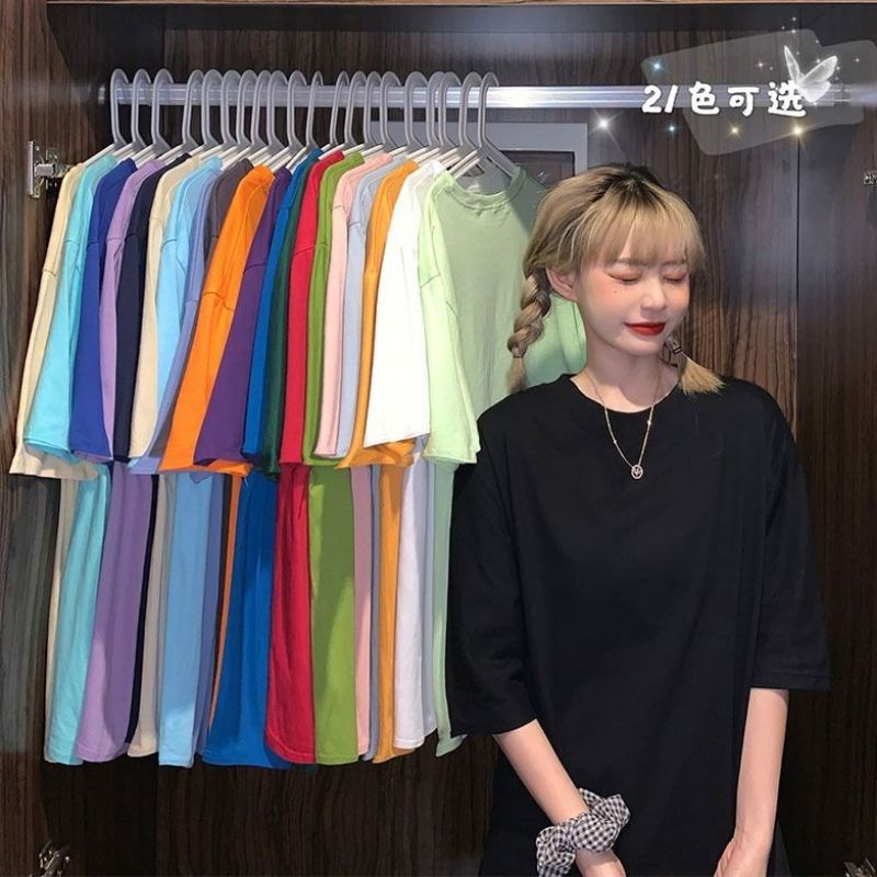 Áo Thun Nữ Tay Lỡ Unisex 100% Cotton 24 Màu Form Rộng Unisex