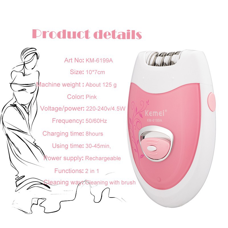 Máy Tỉa Lông/Cắt Vết Chai Cho Bàn Chân Kemei KM-6199A Điện Tử 2 Trong 1 Không Dây Có Sạc