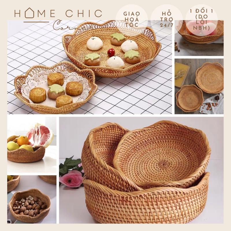 Rổ mây tròn, khay mây đựng đồ, decor trang trí mây tre đan tự nhiên | HOME CHIC CORNER