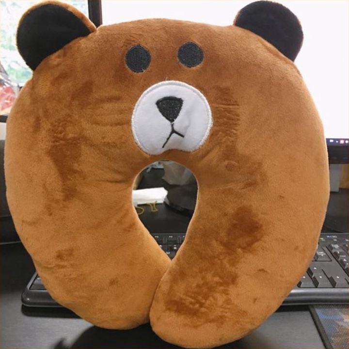 Gối chữ u kê cổ hình gấu brown gối văn phòng du lịch chống mỏi cổ vai gáy