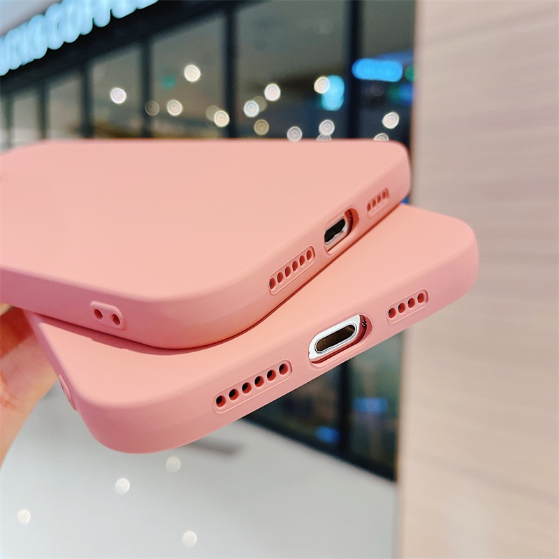 Ốp điện thoại silicon mềm màu hồng bảo vệ camera cho iPhone 13 12 11 Pro Max X XS XR 7 8 Plus