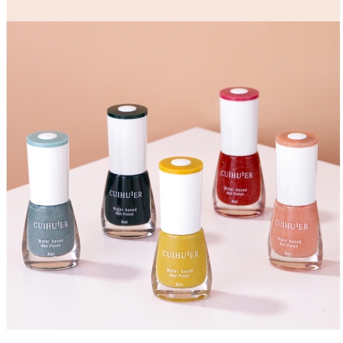 Sơn Móng Tay Cuihuier Gốc Nước Màu Nude Đen Trắng Trong Suốt Kim Tuyến Pastel Tím - Neosxinh Nails