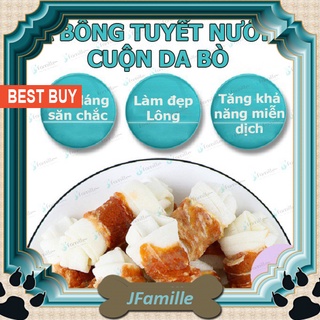 Snack Sạch Răng Chó JFamille, Lát Gà Bông Tuyết Nướng Cuộn Xương Da Bò, Bổ Sung Canxi. Gói 100gr-JF84