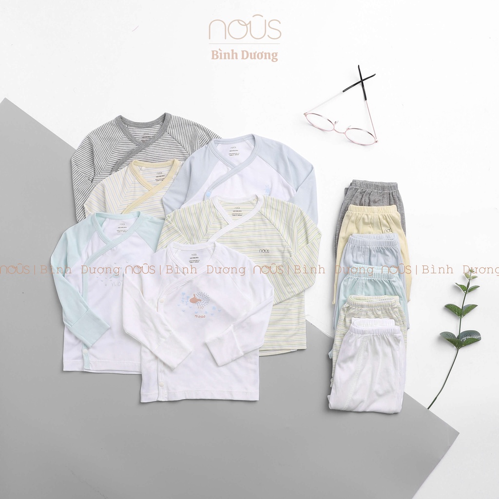 Bộ quần áo sơ sinh cài lệch newborn Nous đủ màu, petit mềm mát - Nous Bình Dương - Bipbipstore