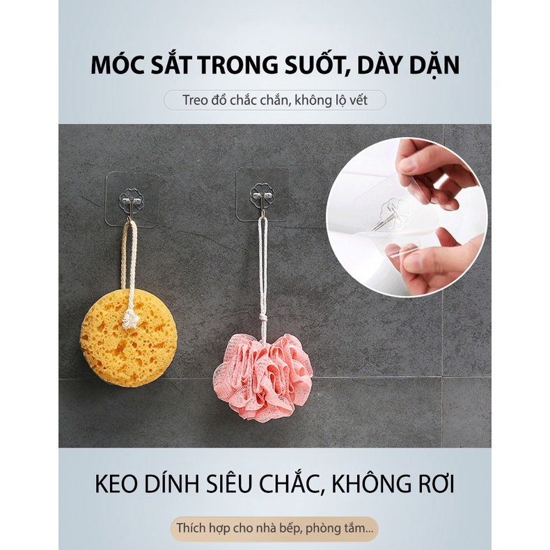 Combo 2 Móc Dán Tường Siêu Dính Trong Suốt Chịu Lực Treo Tường Treo Đồ Dùng Chắc Chắn
