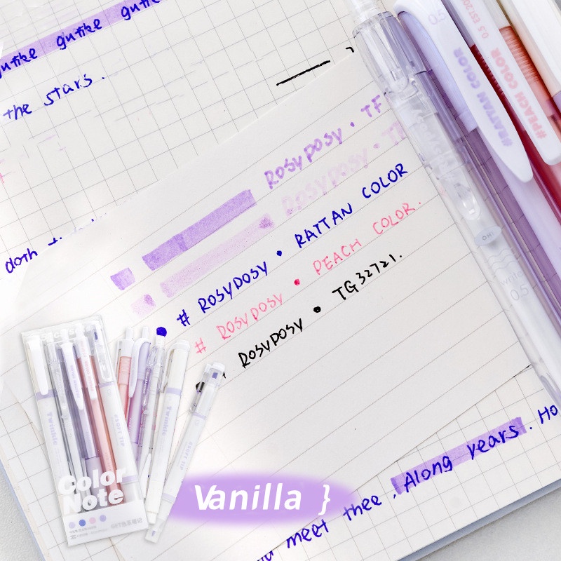 Bộ 5 Bút Mực Gel Nhiều Màu Sắc Bắt Sáng Phong Cách Retro Dành Cho Học Sinh C7128