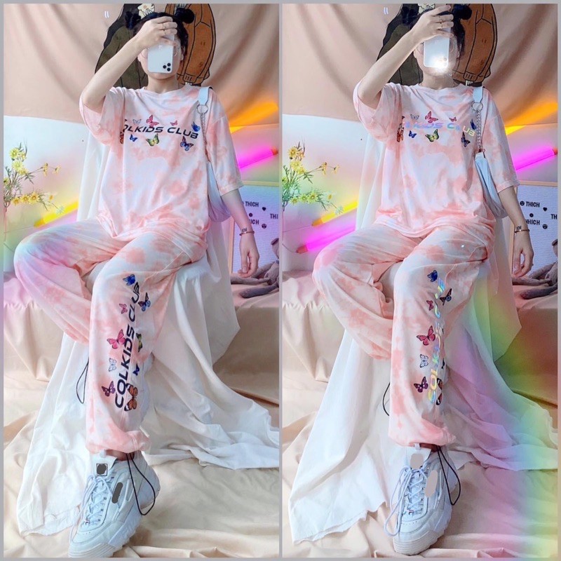 Cả Set Loang 3D Phản Quang COLKIDS CLUB(Quần LongPant-OverTee)