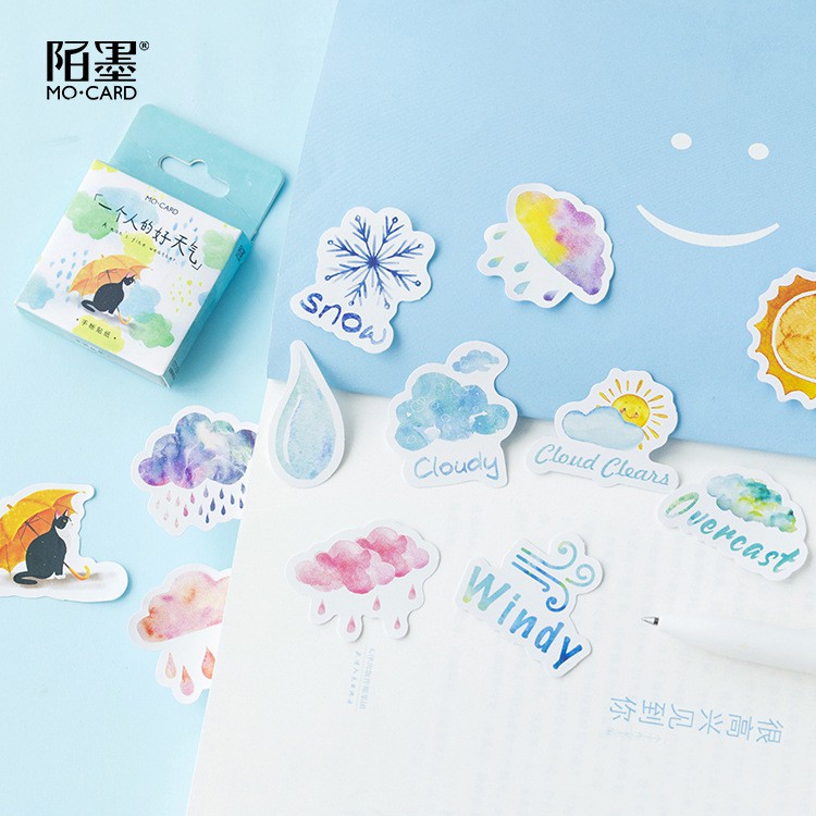 [Hôp 46 Miếng] Sticker Thời Tiết Đáng Yêu - Hình dán trang trí sổ Molangshop