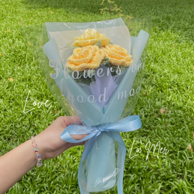 Bó hoa hồng len handmade/ Love LaMer Roses/ Quà tặng người yêu/ tặng bạn bè, người thân/ Hoa len trang trí