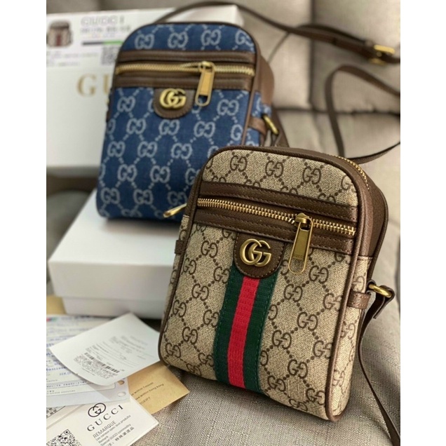 Túi xách nữ  𝑭𝑹𝑬𝑬𝑺𝑯𝑰𝑷  Túi đeo chéo Gucci sách tay có 2 ngăn đựng tiền,điện thoại  TSN 9087
