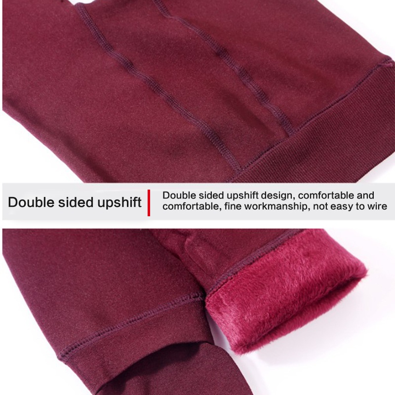 Quần Legging Lót Lông Cừu Dày Giữ Ấm Lưng Cao Thời Trang Mùa Đông Cho Nữ