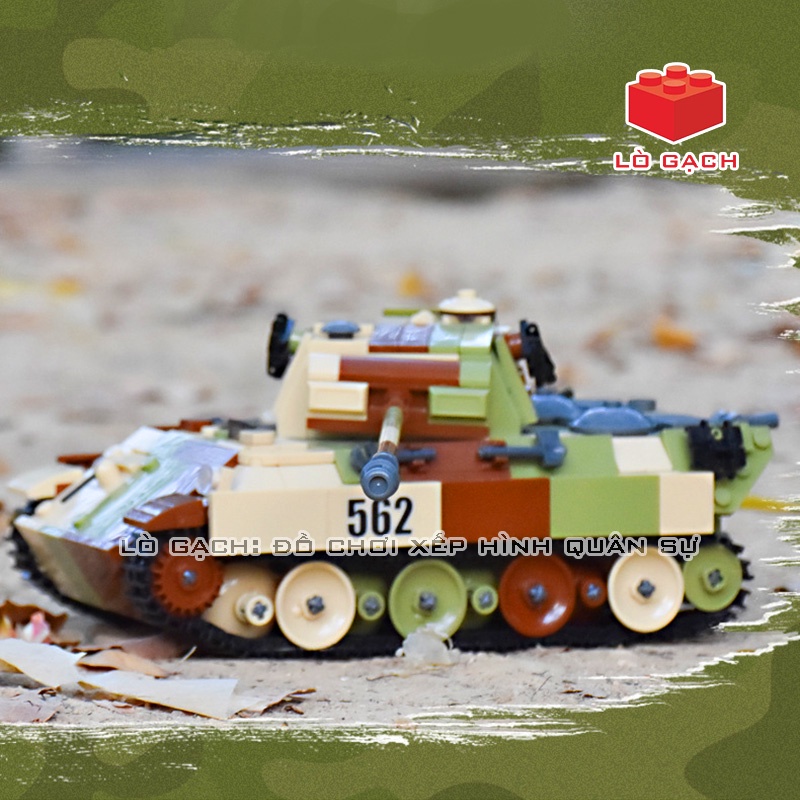 Bộ xếp hình Xe tăng 2 trong 1 Xe tăng Panther - Pháo tự hành Jagdpanther Quân đội Đức Thế chiến 2 WW2 725 chi tiết