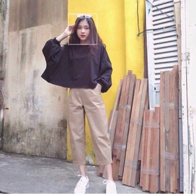 CropTop Tay Dài Phồng Basic