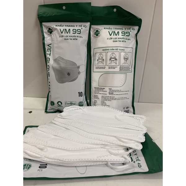 [VM99+] Khẩu trang 4D VM99+ công nghệ kf94 [Bịch 10 cái]