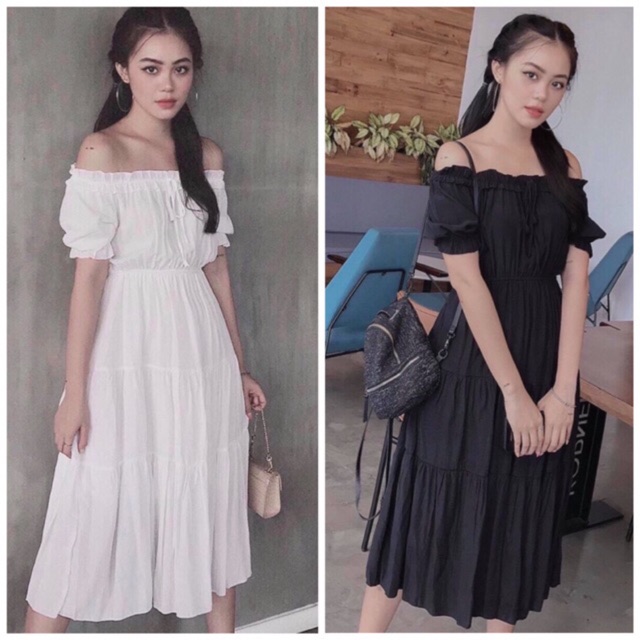 Đầm trắng cổ bèo 3 tầng (kèm hình thật)