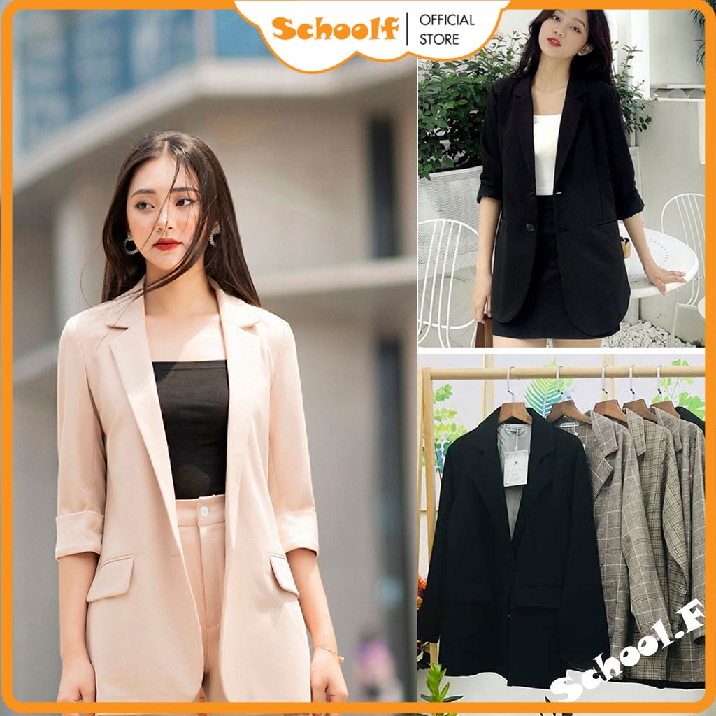 Áo Blazer nữ 2 lớp - Áo Vest khoác ngoài 𝐒𝐓𝐘𝐋𝐄 𝐔𝐋𝐙𝐙𝐀𝐍𝐆 Hàn Quốc 4 cúc, túi nắp siêu Xinh | SchoolF