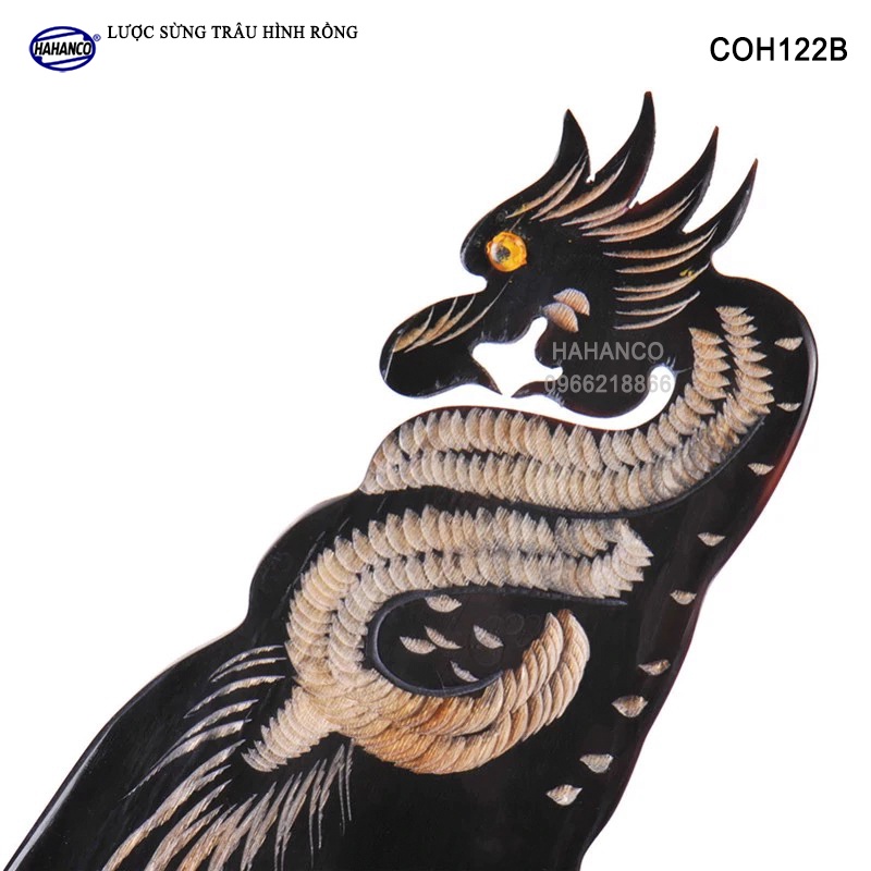 Lược Sừng Đen Hình Rồng HAHANCO Quà Tặng Ý Nghĩa (Size: L - 18cm) COH122B