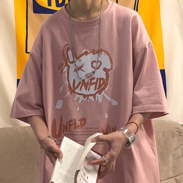 [M-3XL] 2023 Mẫu mới của người đàn ông tại chỗ ngắn tay Graffiti mẫu in T-Shirt của phụ nữ rộng T-Shirt sáng tạo đôi áo sơ mi thời trang đường phố xu hướng