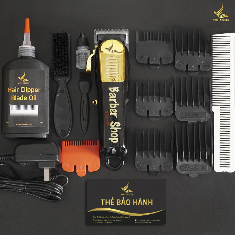 Tông đơ cắt tóc AKUMA M28 - Chuyên Fade - Pin 4h40p - Tặng kèm dầu tra - Bảo hành 6 tháng