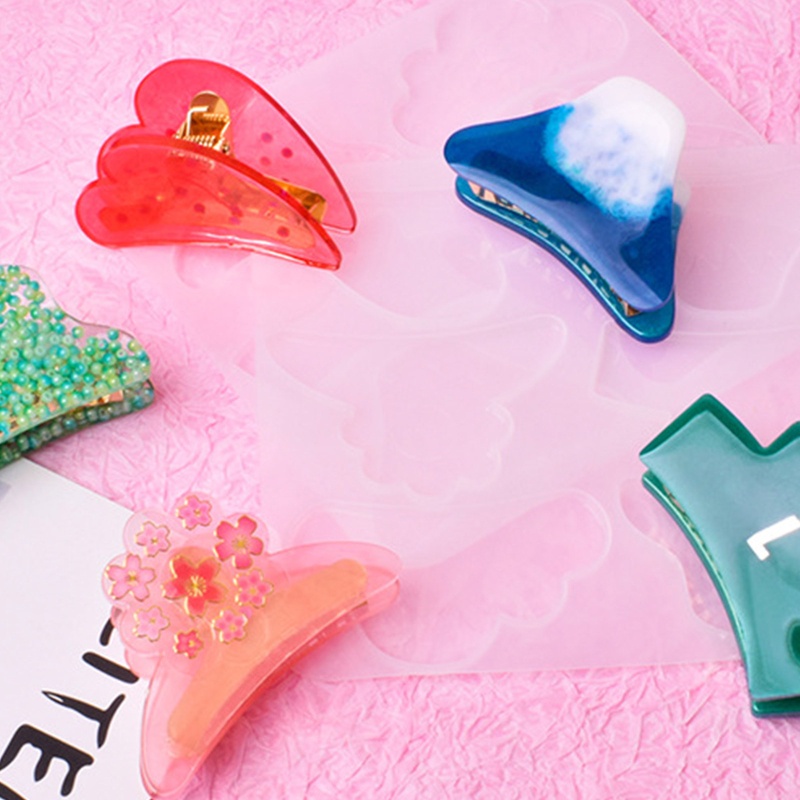 Khuôn Silicone Tạo Hình Kẹp Tóc Đính Pha Lê Epoxy UV DIY
