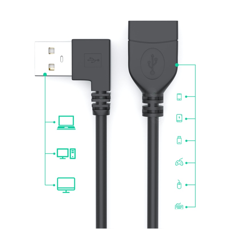 Cáp Mở Rộng Góc 90 Độ USB 2.0 Male Sang Female
