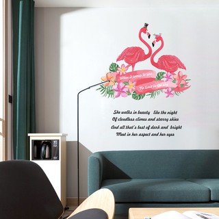 Decal dán tường hồng hạc tình yêu