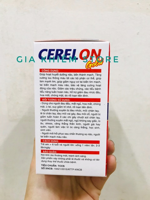 ( SẢN PHẨM NÀY KHÔNG PHẢI LÀ THUỐC) Cerelon Gold bổ não , tăng cường trí nhớ Hộp 100 viên | BigBuy360 - bigbuy360.vn