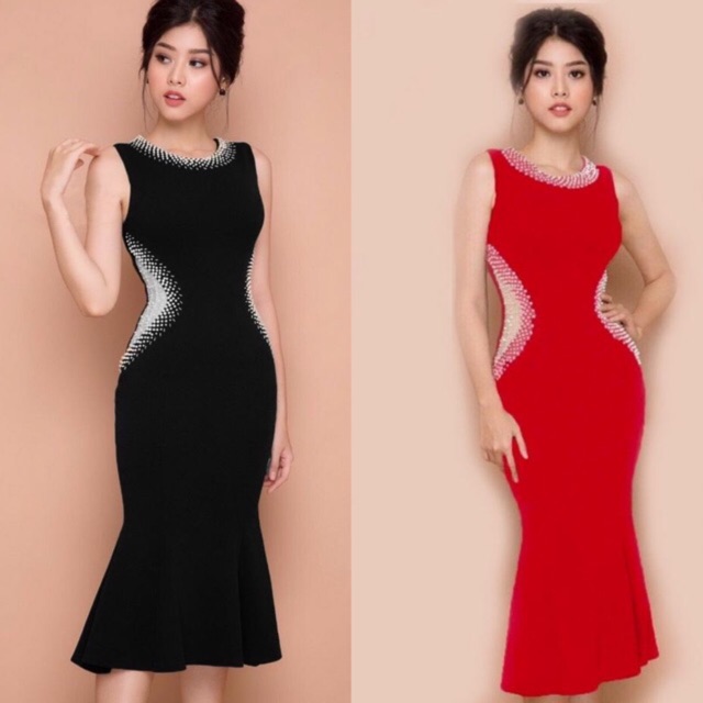 Đầm thun dạ hội thiết kế cao cấp ôm body đuôi cá phối lưới eo tạo đường cong (sản phẩm có nhiều size)