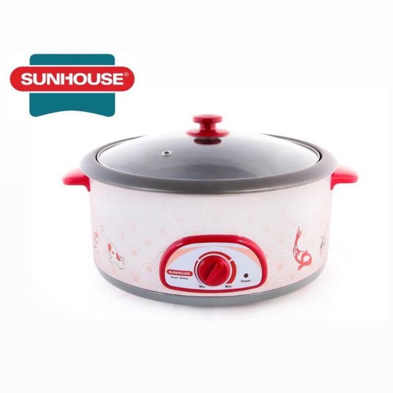 NỒI LẨU ĐIỆN, NỒI NẤU ĐA NĂNG SUNHOUSE 525 DUNG TÍCH 4 LÍT CÔNG SUẤT 1600W HÀNG CHÍNH HÃNG