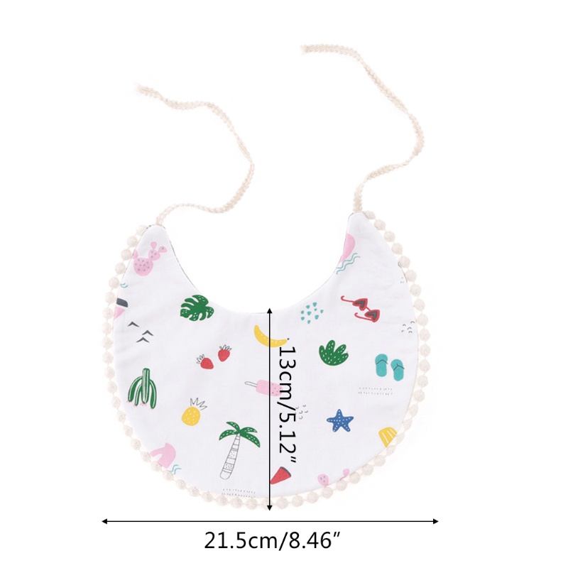 Khăn Yếm Vải Cotton In Hoa Buộc Dây Phối Ren Dễ Thương Cho Bé Sơ Sinh
