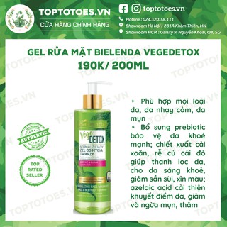 Gel rửa mặt Bielenda Vegedetox làm sạch dịu êm, thanh lọc da