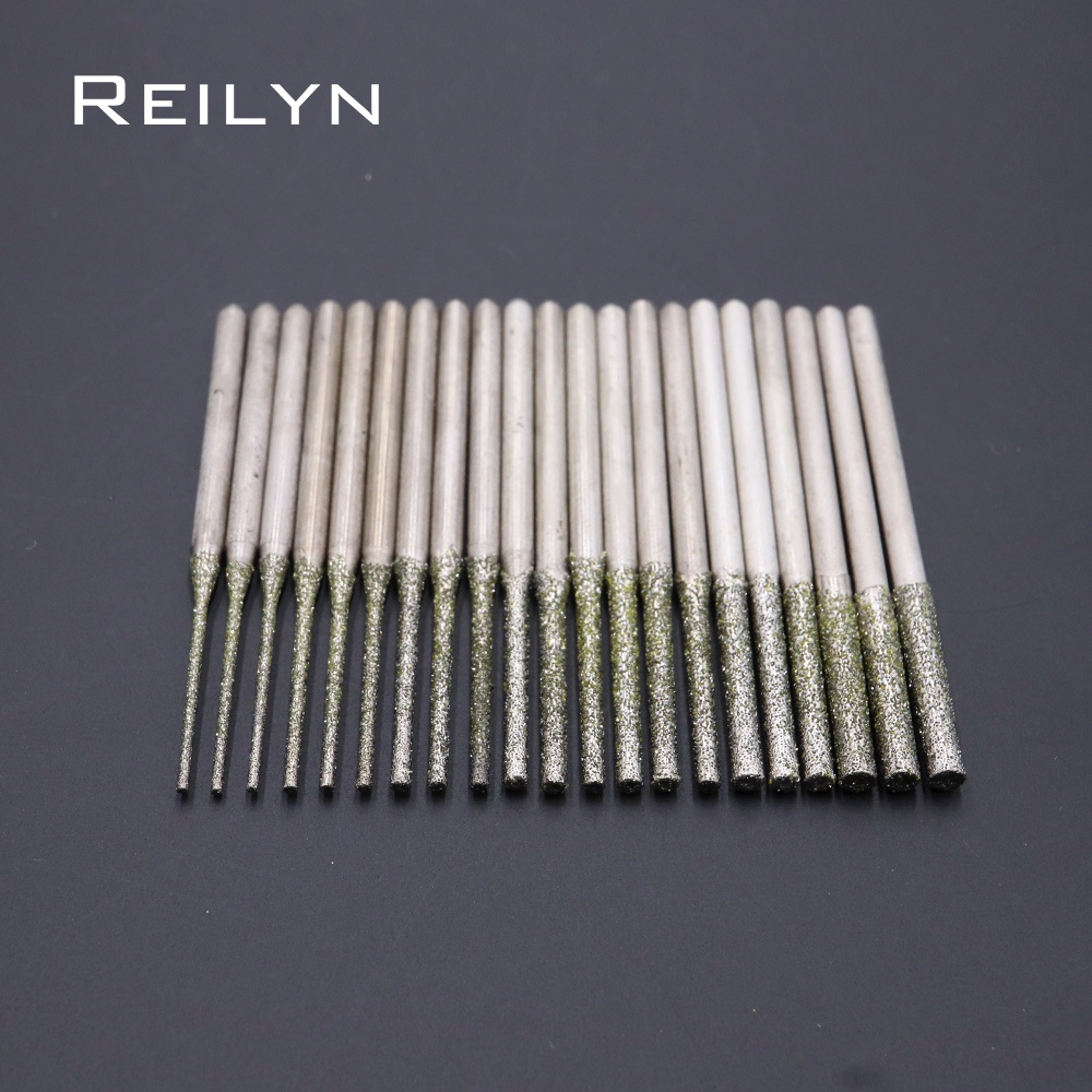 10 cái 2,35mm shank 0,8mm-2,5mm mũi mài siêu dài mũi khoan kim cương mài burr máy khoan đánh bóng mũi mài