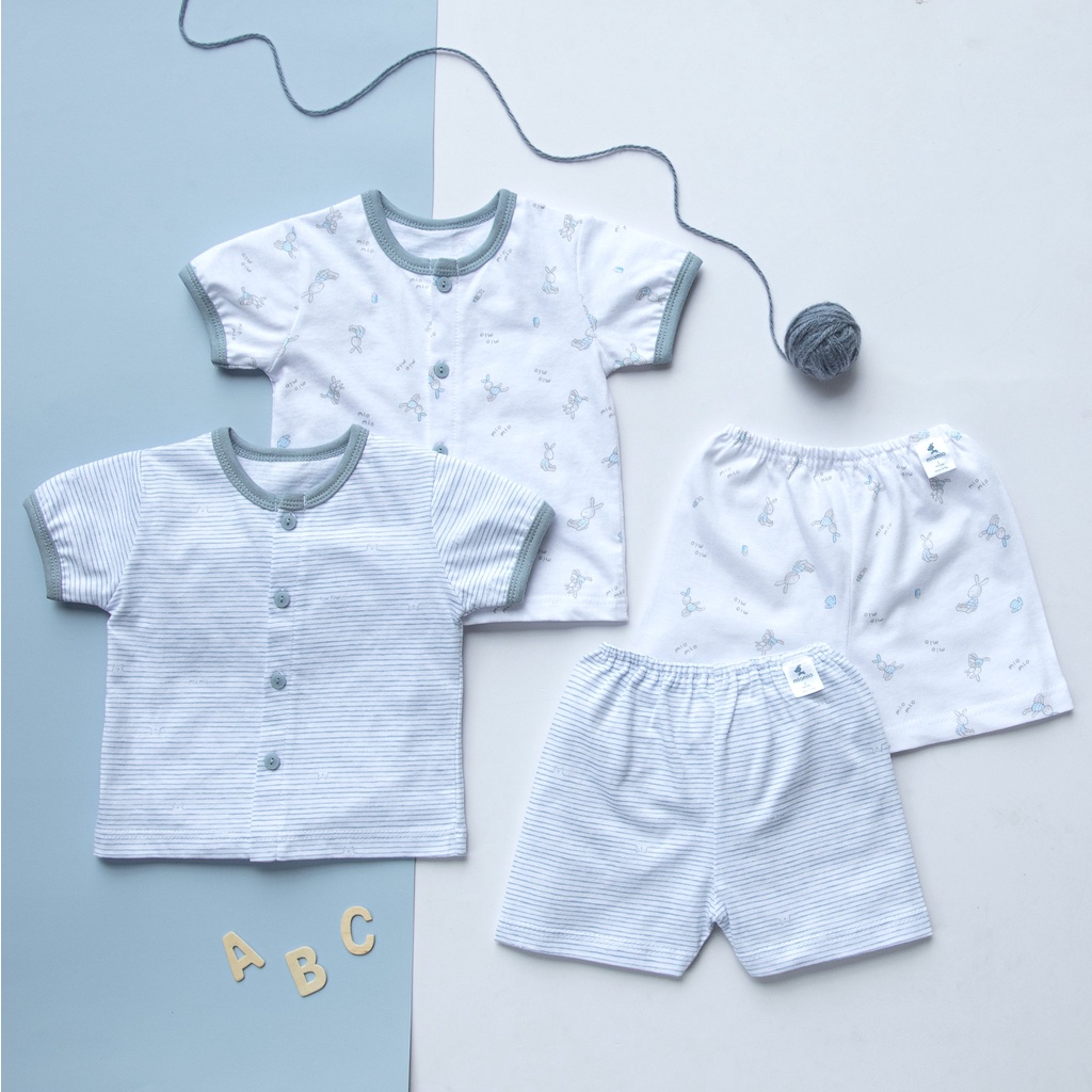 Combo 2 Bộ Quần Áo Cộc Sơ Sinh MIOMIO Cho Bé Trai, Bé Gái , Vải Cotton