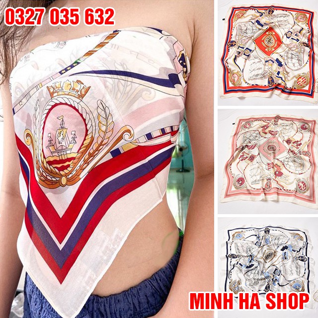 Khăn Lụa Vuông 70x70 Turban Quàng Cổ, Làm Áo Yếm - Bandana Thời Trang Đội Đầu