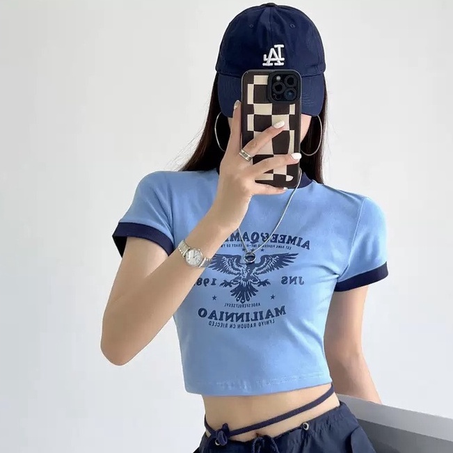 Áo thun croptop Đại Bàng cuốn dây eo